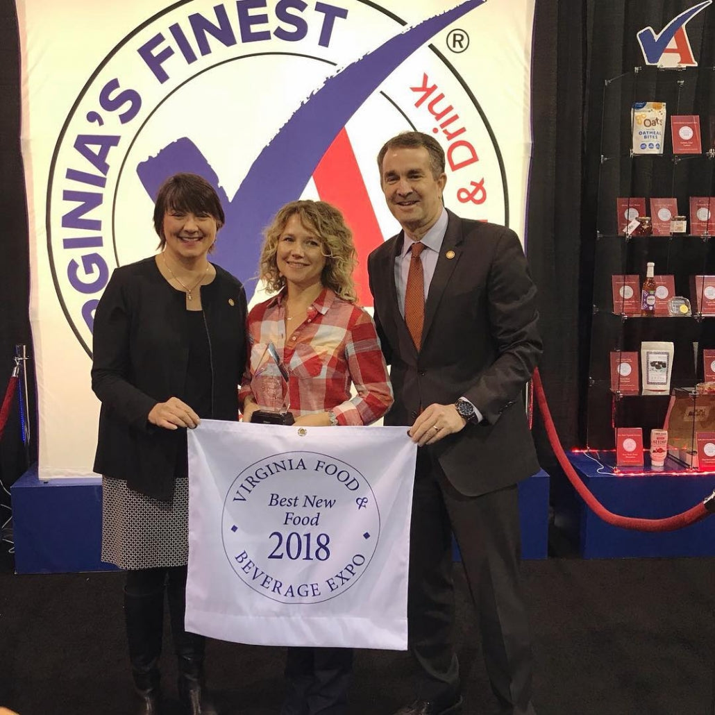 VA's finest image with governor northam after winning best new food at va expo